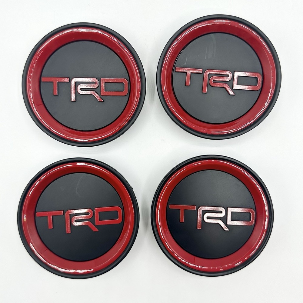 OEM 4 Set Toyota 2022-2026 TRD Land Cruiser Tacoma 4Runner Black Red Center Caps